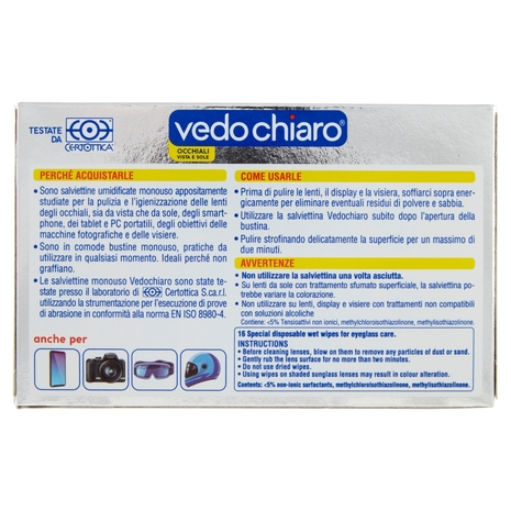 vedo chiaro Occhiali Vista e Sole salviettine umidificate 16 pz